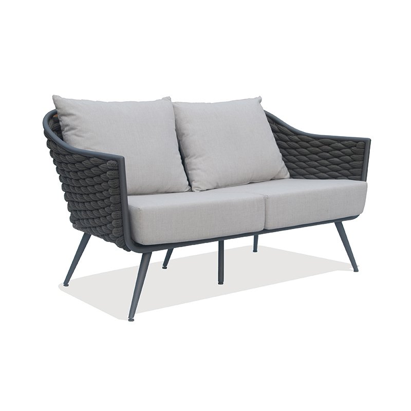 Serpent Loveseat carbon matte weaving anthracite 30mm polyrope cushion cast silver 40433